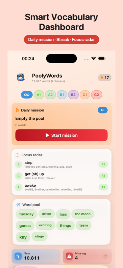 PoolyWords ana ekran